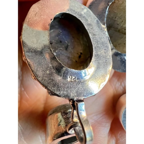 925 Vintage Style Flash Labradorite Earrings - Picture 4 of 4